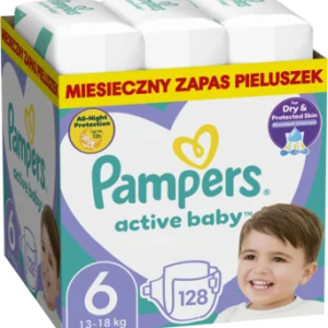 PAMPERS Active Baby pieluchy 13 18kg rozmiar 6 128 szt